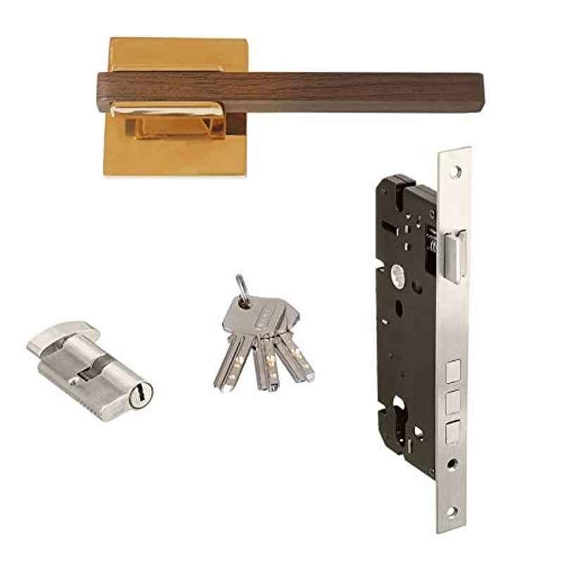 Aquieen MH-501 Malleable Silver Mortise Handle Set with 2 Stage Cylindrical Lock & 5 Keys