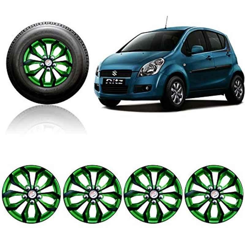 Auto Pearl 4 Pcs 14 inch ABS Green & Black Car Wheel Cover Set for Maruti Suzuki Ritz Type1