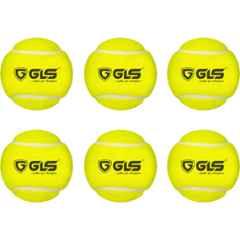 GLS Rubber Yellow Lightweight & High-Bounce Cricket Tennis Ball (Pack of 6)