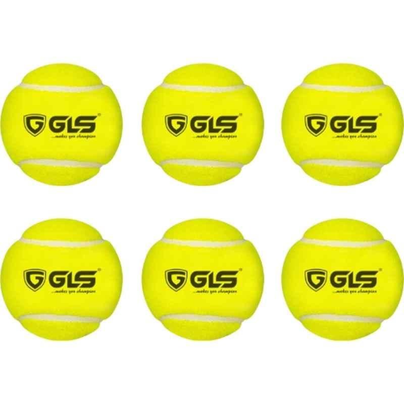 GLS Rubber Yellow Lightweight & High-Bounce Cricket Tennis Ball (Pack of 6)