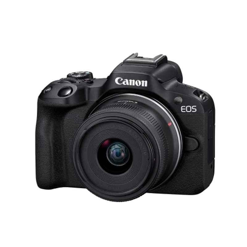 Canon EOS R50 24.4MP RF-S18-45mm f/4.5-6.3 STM Black Mirrorless Camera with 4K Video Vlogging