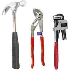 Real Stf 3 Pcs 10 inch Stillson Pipe Wrench, 1/2lb Claw Hammer with Tubular Steel Handle & Rubber Grip & 10 inch Water Pump Plier Multi Hand Tool Kit