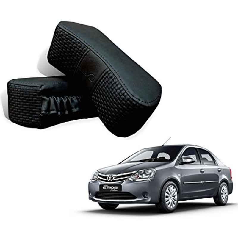 Kozdiko 2 Pcs Memory Foam Black Car Vastra Neck Rest Cushion Set for Toyota Etios, koz_5268