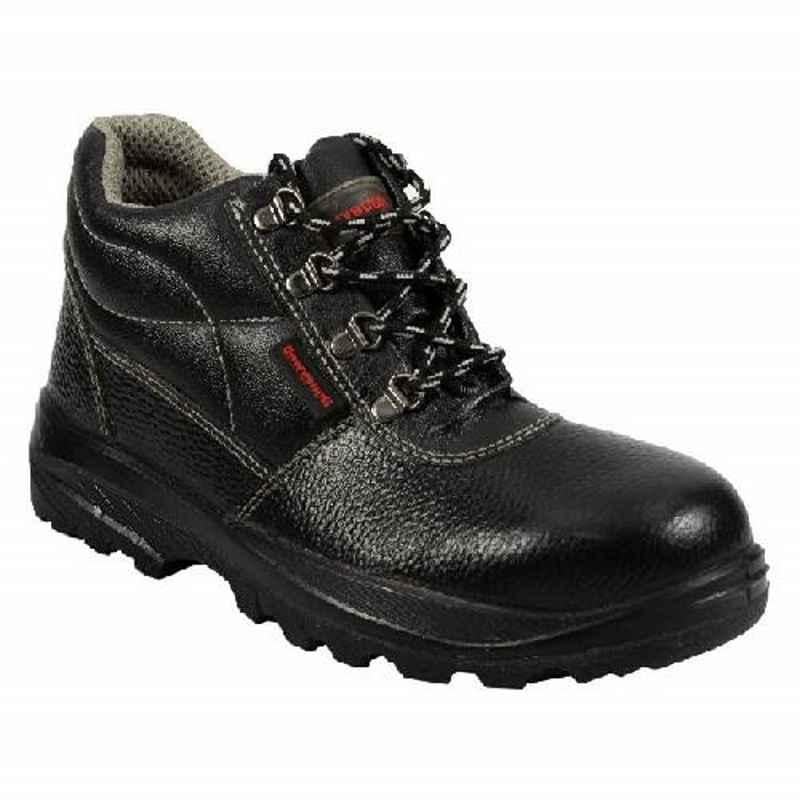 Honeywell HS200X Leather High Ankle Steel Toe Black Work Safety Shoes, Size: 10