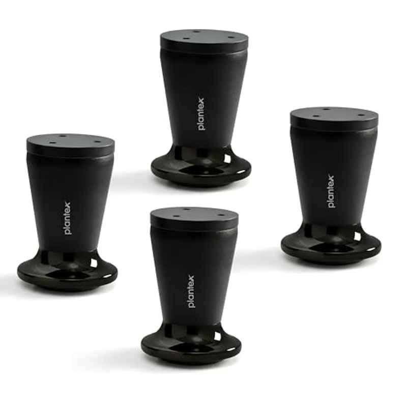 Plantex 3 inch Aluminium Black Sofa Legs with Rubber Grip, DTS-87 (Pack of 4)