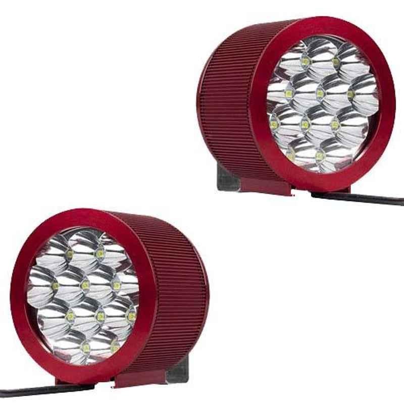 AllExtreme EX12FH2 2 Pcs 12 LED Fog Light with Attached High Decibel Loud Sound Horn Set