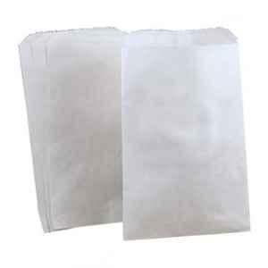 PRB Bags FT-W0HY-GG89 White Disposable Paper Bag for Food & Gifting (Pack of 200)