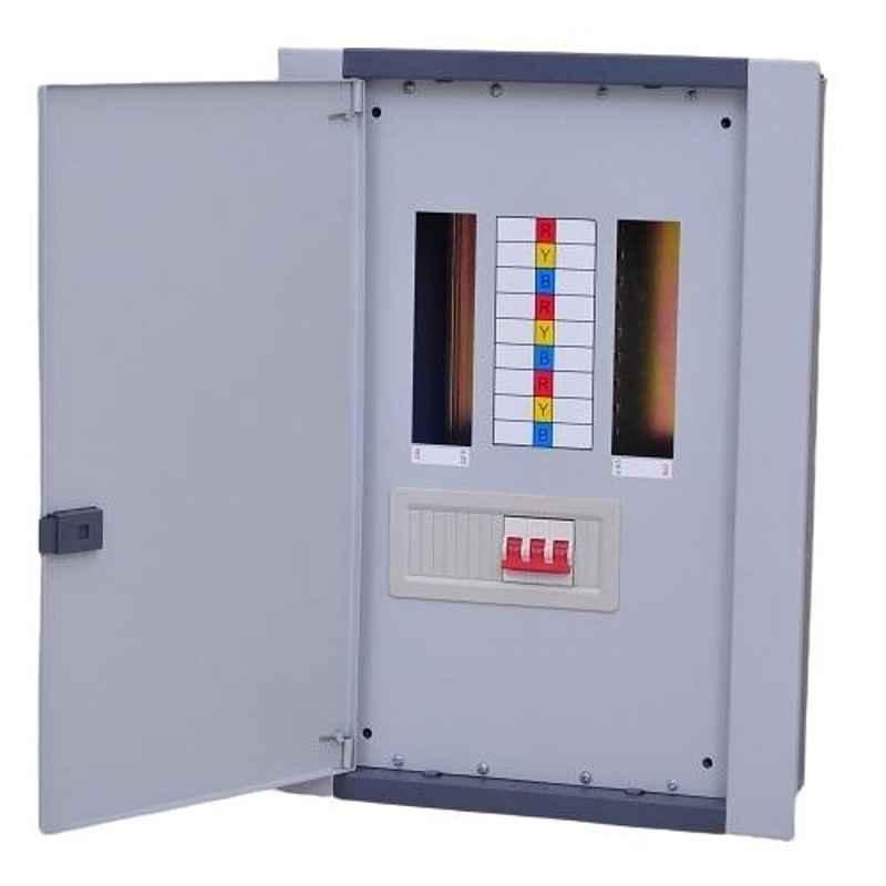 One World Electric 6 Ways Double Door CRCA Steel Vertical TPN Distribution Board, OWEVTPNDD0006