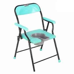Medsor Impex 120kg Iron Green Folding Sturdy Commode Chair, MICC-PC-GRN
