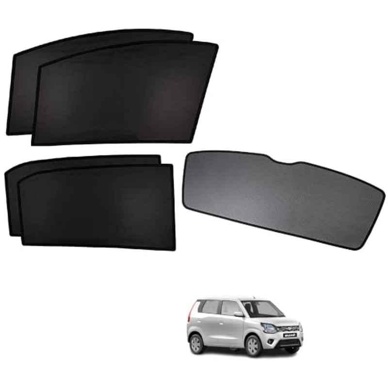 Kozdiko 5 Pcs Polyester Black Non Magnetic Window & Rear Sun Shades Set for Maruti Suzuki Wagonr 2019-Present