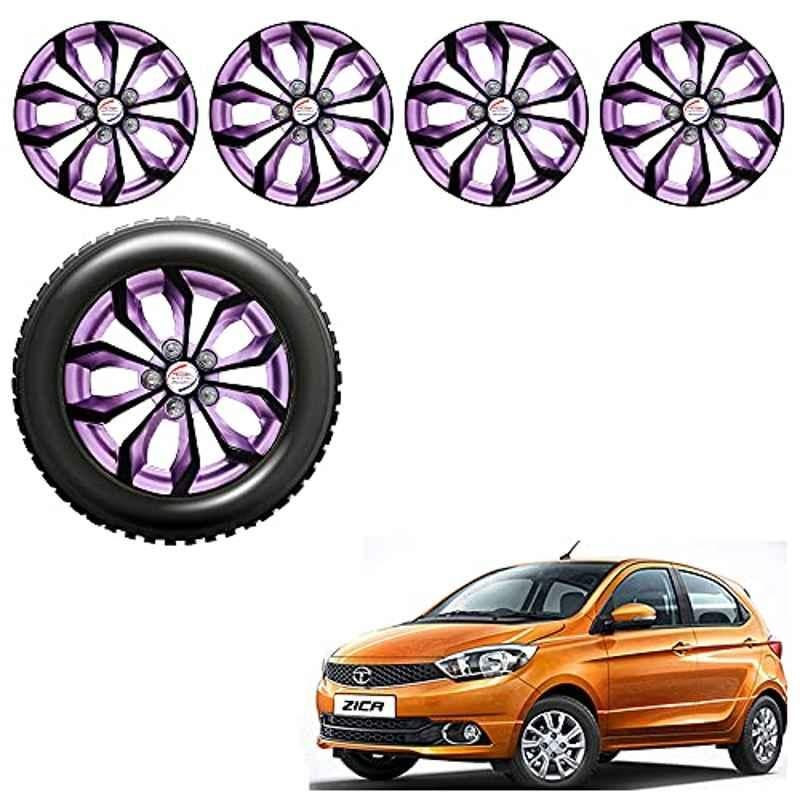 Auto Pearl 4 Pcs 14 inch ABS Black & Violet Car Wheel Cover Set for Tata Zica