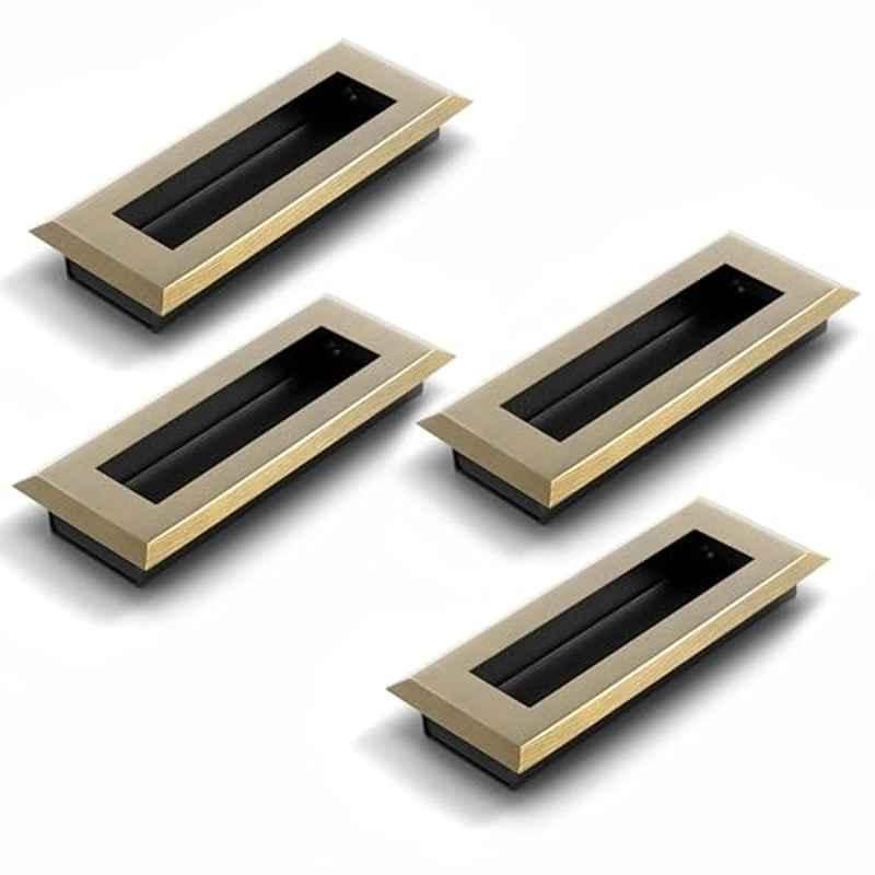 Plantex 96mm Zinc Antique Brass Concealed Handle for Sliding Door, Wardrobe & Kitchen Cabinet (Pack of 4)- APS-DTC-3900-BA-96MM-CONCELD-HANDLE-PK4
