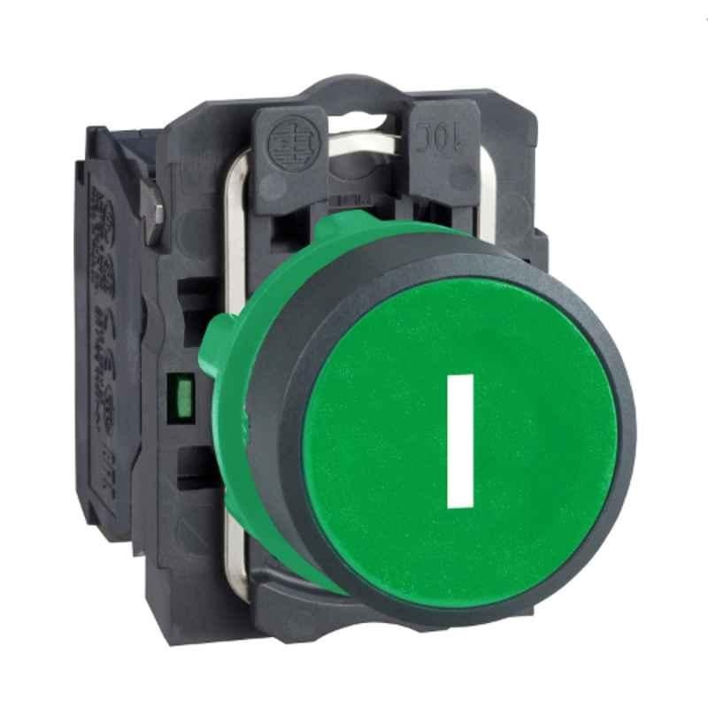 Schneider 22mm 1-NO Green Flush I White Push Button, XB5AA3311