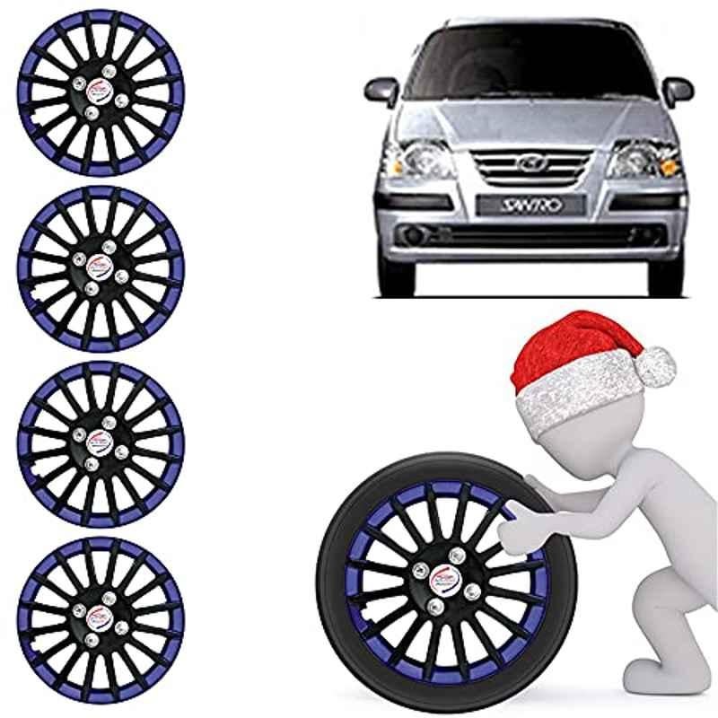 Auto Pearl 4 Pcs 13 inch ABS Black & Blue Car Wheel Cover Set for Hyundai Santro