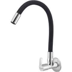 Prestige Q3 Brass Chrome Finish Black Flexible Sink Cock with Wall Flange