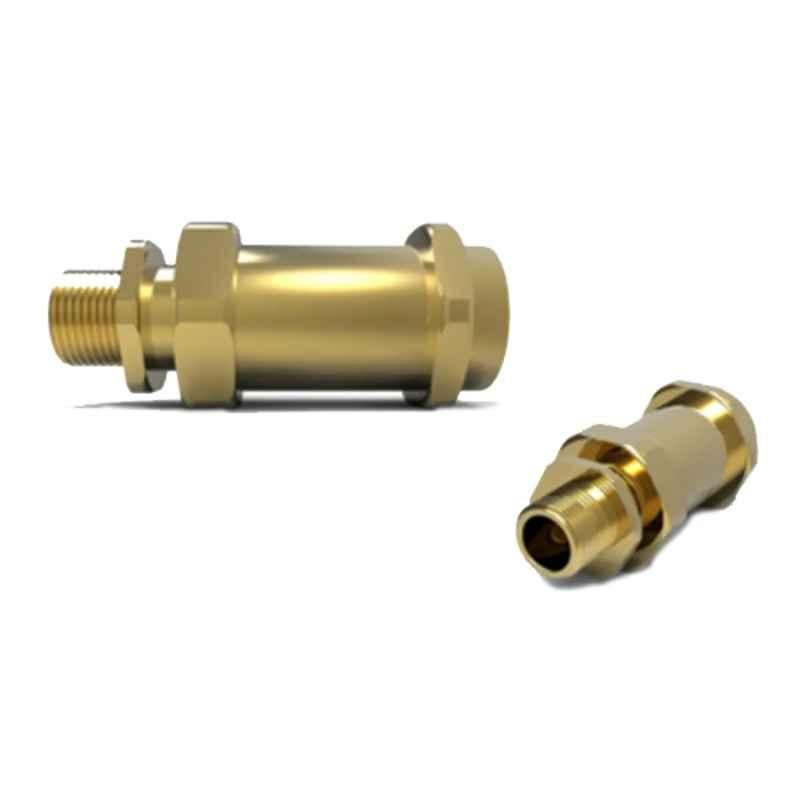 Hawke 490 M20xM20 Brass Nickel Plated Male to Female Swivel In-Line Union with Lockstop with Integral Silicone O-Ring
