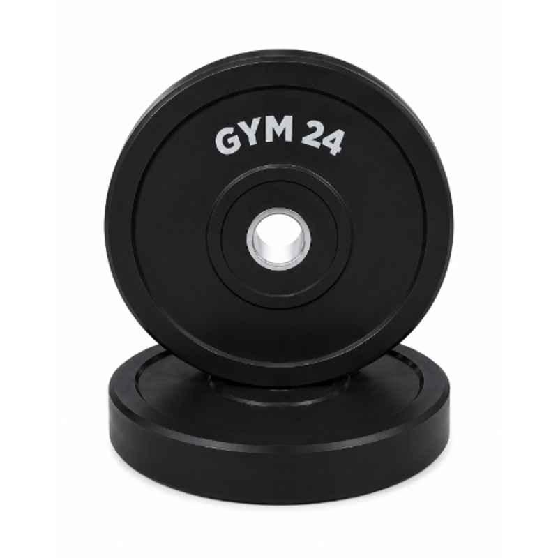 GYM24 Equipment 2 Pcs 5kg Rubber Black Bumper Plate Set