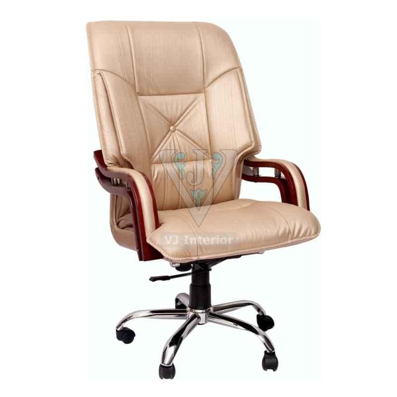 VJ Interior 21 inch 20 kg Leather Executive Chair With Wooden Handle, VJ-337