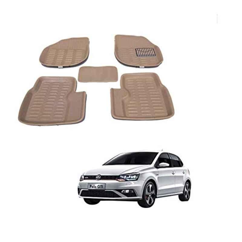 Kozdiko 3D Beige Car Foot Mat Set for Volkswagen GTI Polo, koz_88107