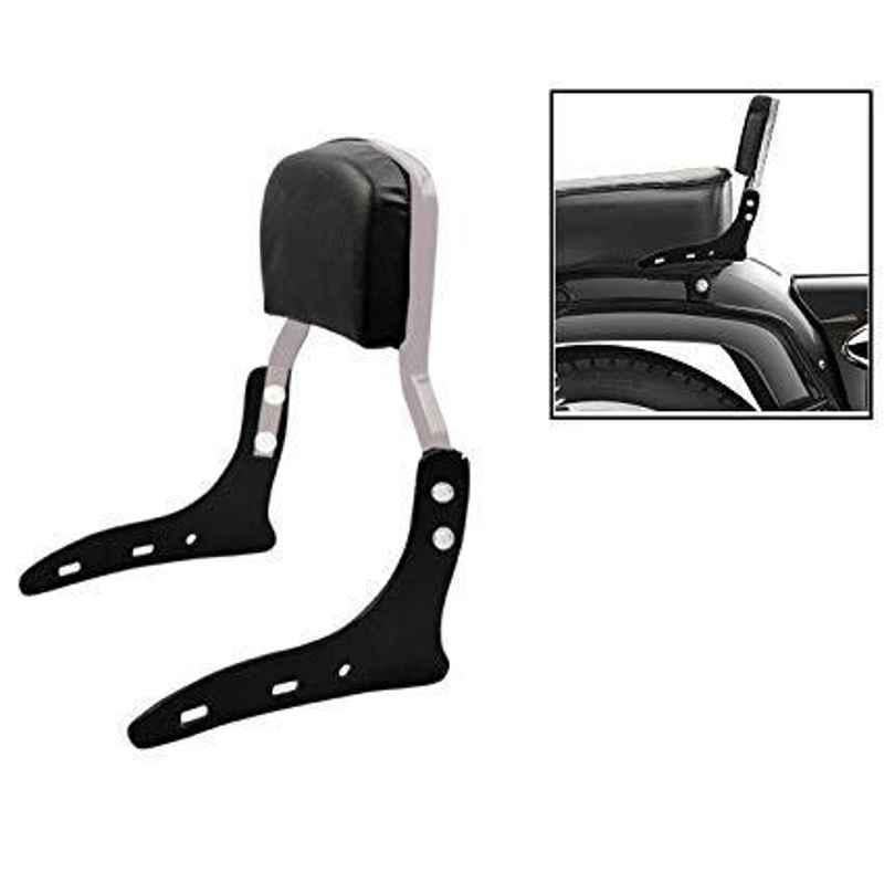 AOW Harley Style Backrest Support Pillion Balck Cushion Back Rest Full Black Bar for Royal Enfield Models RE-35