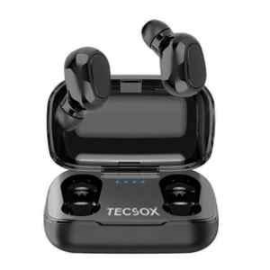 TecSox MiniPods 3.7V 480mAh Black Wireless Earbud with Mic & 16hr Play Time