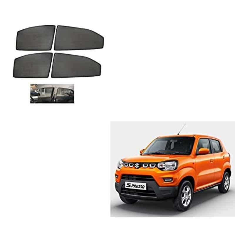 Kozdiko 4 Pcs Mesh Black Non-Magnetic Car Sun Shade Set for Maruti Suzuki S-Presso