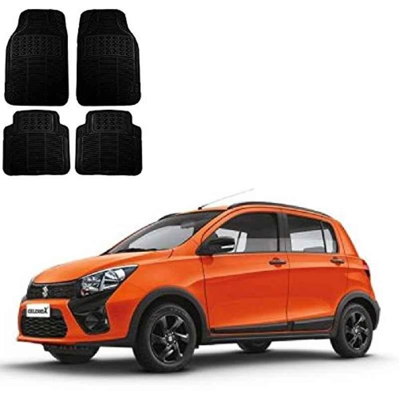 Kozdiko 4 Pcs Rubber Black Car Simple Foot Mat Set for Maruti Suzuki Celerio X