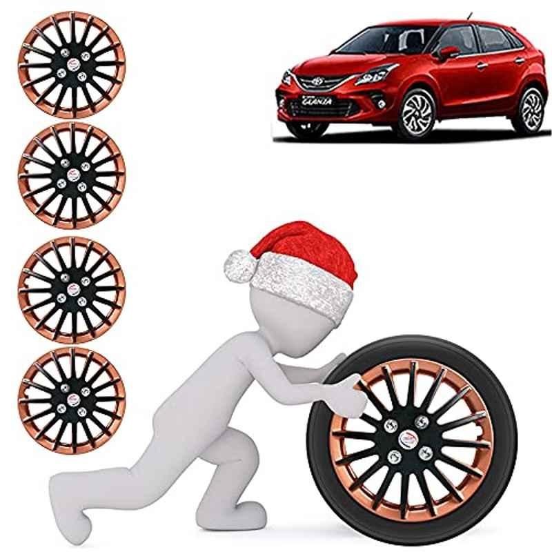 Auto Pearl 4 Pcs 15 inch ABS Camry Copper & Black Car Wheel Cover Set for Toyota Glanza