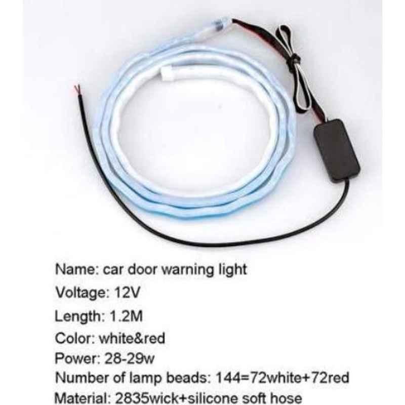 Viva City 2 Pcs 144 LED White & Red Silicone Interior Car Door Warning Safety Matrix Moving Light for Maruti Suzuki Ciaz