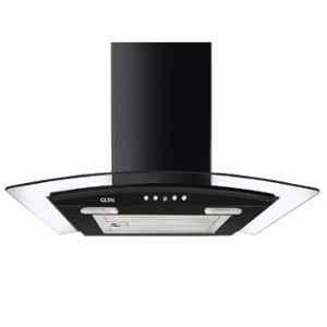 Glen 6070 Junior 60cm 1000m /h Black Curved Glass Kitchen Chimney