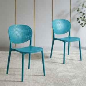 CELLBELL Aero Plastic Peacock Blue Stackable Armless Chair (Pack of 2)