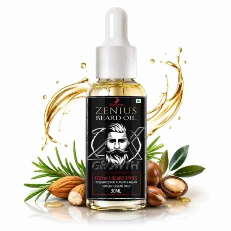 Zenius India 30ml Beard Oil with Rosmarinus Officinalis Leaf Oil, Fragrance & Menthol for Men Beard Growth