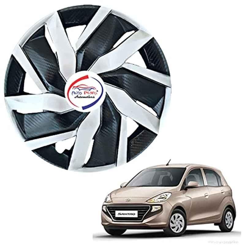 Auto Pearl 4 Pcs 13 inch ABS Black & Silver EGBL11 Hubcap Wheel Cover Set with Retention Ring for Hyundai SNTRO 2018 D Lite