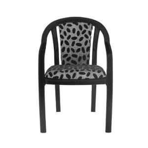 Supreme Ornate Plastic Black Egg Cushion Medium Back Chair with Arm (Pack of 4)