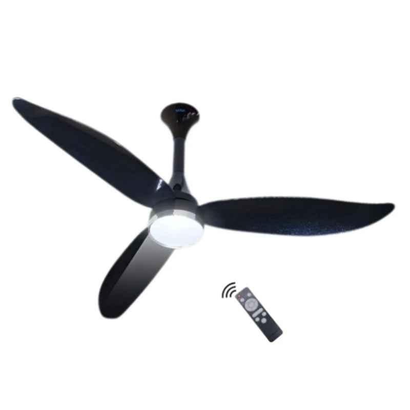 Xuga Ziora F9D 34W 370rpm Copper Motor Black BLDC 3 Blade Ceiling Fan with Remote Control, LED Light & 5 Years Warranty, Sweep: 1200mm