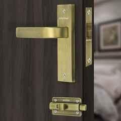Plantex Heavy Duty Door Lock Bathroom Door Lock/Mortise 8inch Keyless Plate Handle Set for Home/Bathroom/Store Room/Balcony/Office with Baby Latch 8107, Antique Brass