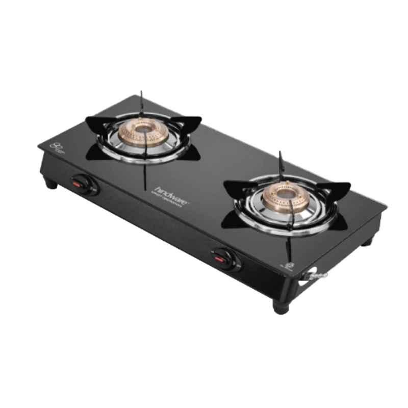 Hindware Benecio Plus 2B Glass Top Cooktop with 2 Brass Burner & Manual Ignition, CT 100212