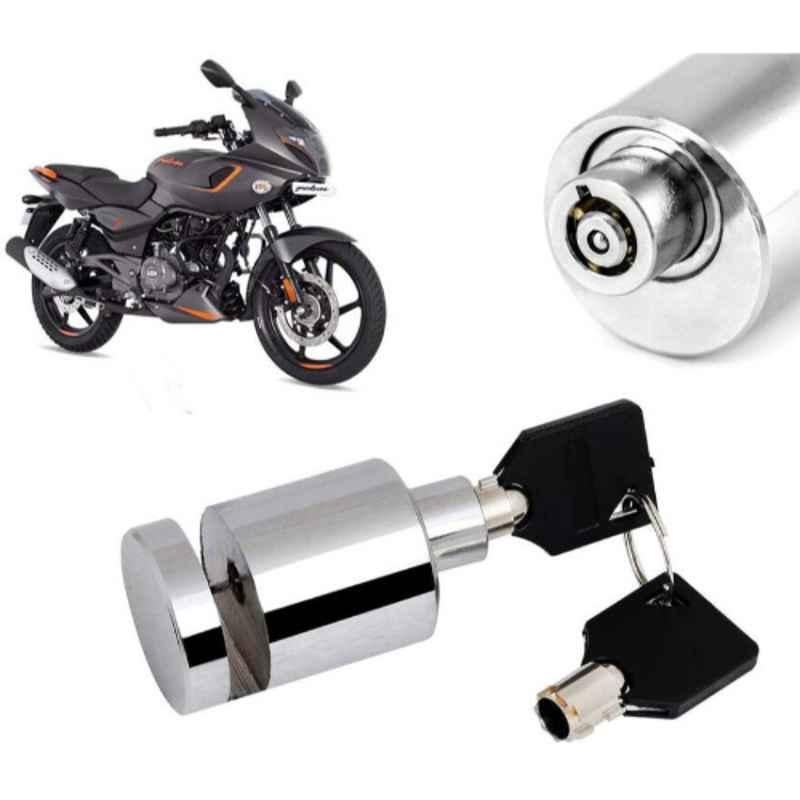 Auto Pearl Stainless Steel Silver Heavy Duty Anti Theft Motorcycle Disc Brake Lock, Lock-044