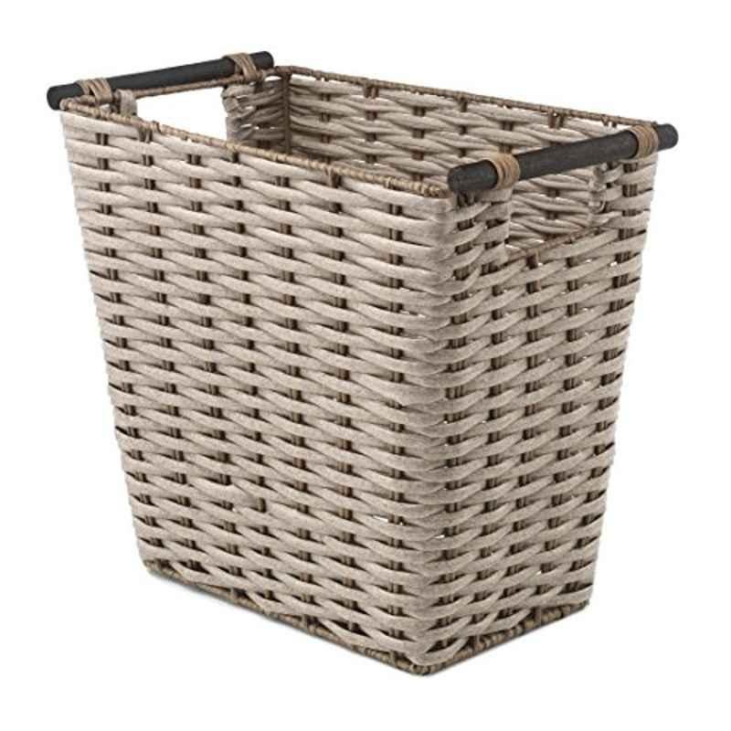 Whitmor 12L Metal Brown Waste Basket with Wood Handle, 6316-8003