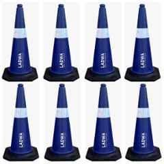 Ladwa 8 Pcs 750mm PVC Impact Resistant Blue Road Traffic Safety Cone with 8m Chain & 8 Hooks Set