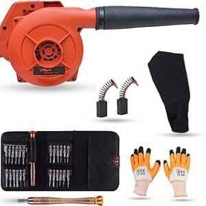 Hillgrove 800W Plastic Red Electric Air Blower with Carbon Brushes, Gloves & 25 in 1 Screwdriver, HGCM1132