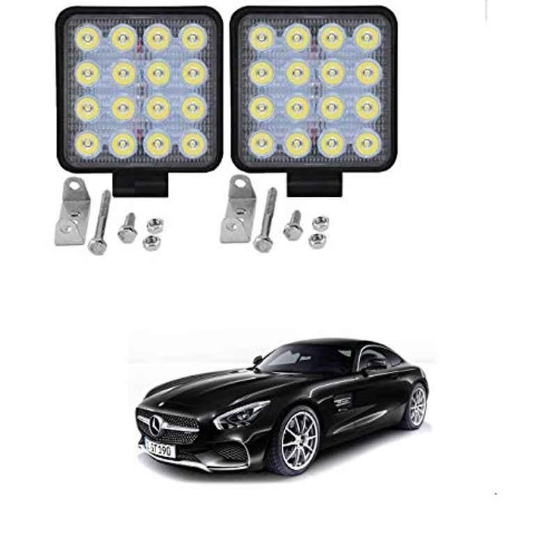 Kozdiko 2 Pcs 48W 16 LED White Bright Beam Square Fog Light Set for Mercedes Benz AMG GT, koz_92562