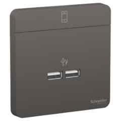 Schneider Electric Avataron 2.1A 2 Port Polycarbonate Dark Grey USB Charger Socket, E83311USB_DG_G8