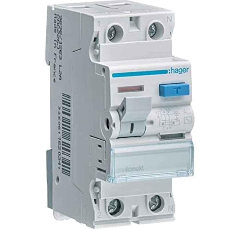 Hager 40A 100mA Double Pole Residual Current Circuit Breaker, CEC241J