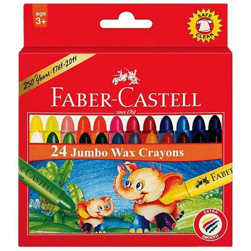 Faber-Castell 24 Shades Jumbo Wax Crayons Set, 120039 (Pack of 10)