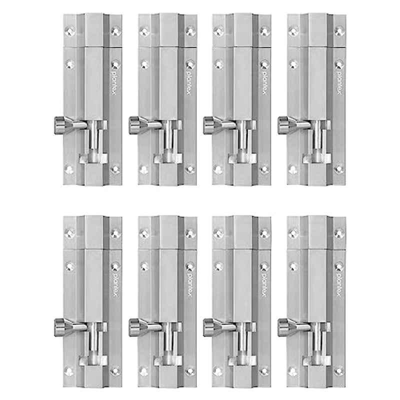 Plantex Stainless Steel 4-inch Tower Bolt/Tower Bolt for Home, Offices Doors and Windows/Tower Bolt for Main Door/Wardrobe Door Latch/Kundi/Chitakini/Door Latch for Windows (Chrome, Pack of 8)