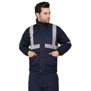 Club Twenty One Workwear Winter Shield Polyester Navy Blue Safety Jacket with Detachable Hood, 5004, Size: S