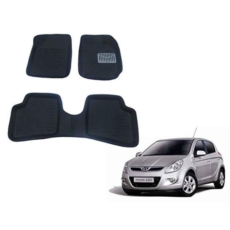 Kozdiko 3 Pcs 3D Black Car Foot Mat Set for Hyundai i20 Old 2008-2013, koz_41487