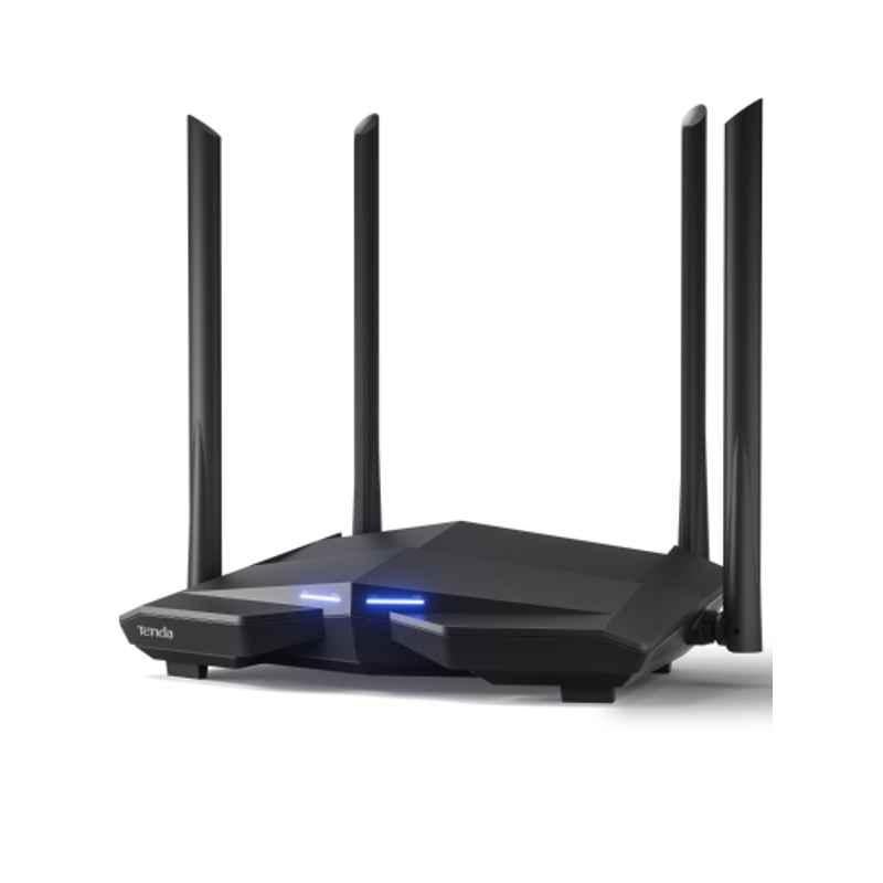 Tenda AC10 1200Mbps Black Wireless Smart Dual-Band Gigabit Wi-Fi Router with MU-MIMO, 4 Gigabit Ports, Support VPN Server & Wi-Fi Schedule, AC1200