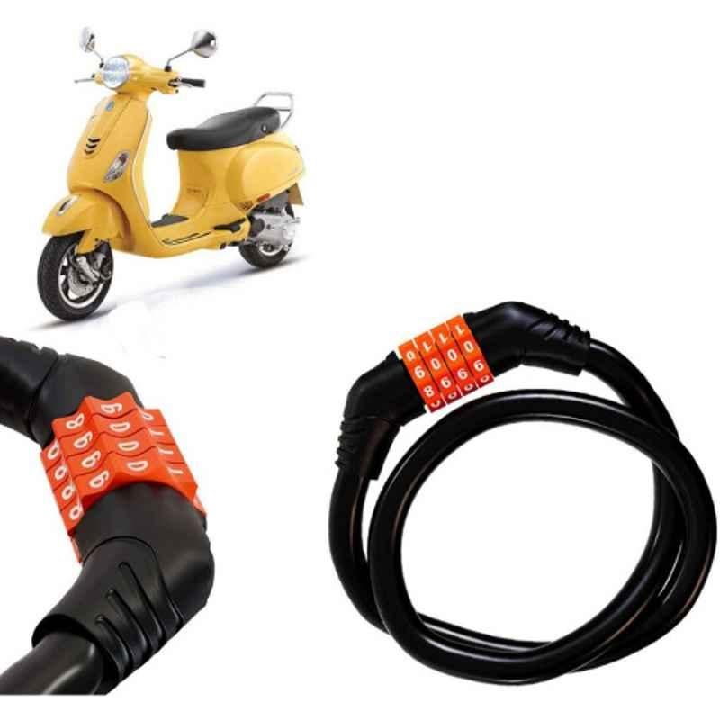 Auto Pearl Black & Orange 4 Digit Anti-Theft Combination Number Lock for V 150